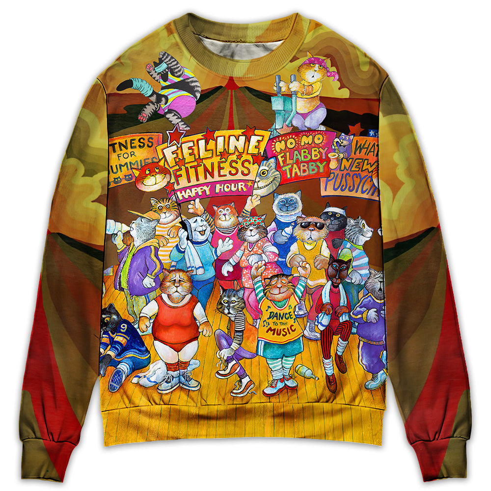 Funny Cat Aerobics Instructor Style – Sweater - Ugly Christmas Sweater