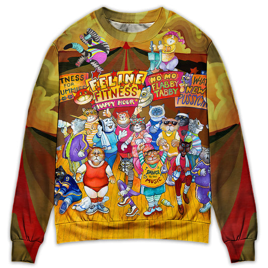 Funny Cat Aerobics Instructor Style – Sweater - Ugly Christmas Sweater