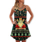 Santa Cowboy Christmas Elder Style – Women's Summer Sleeveless V-Neck Camisole Dress