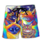 Cat Love Life Colorful Artistic Style - Beach Short