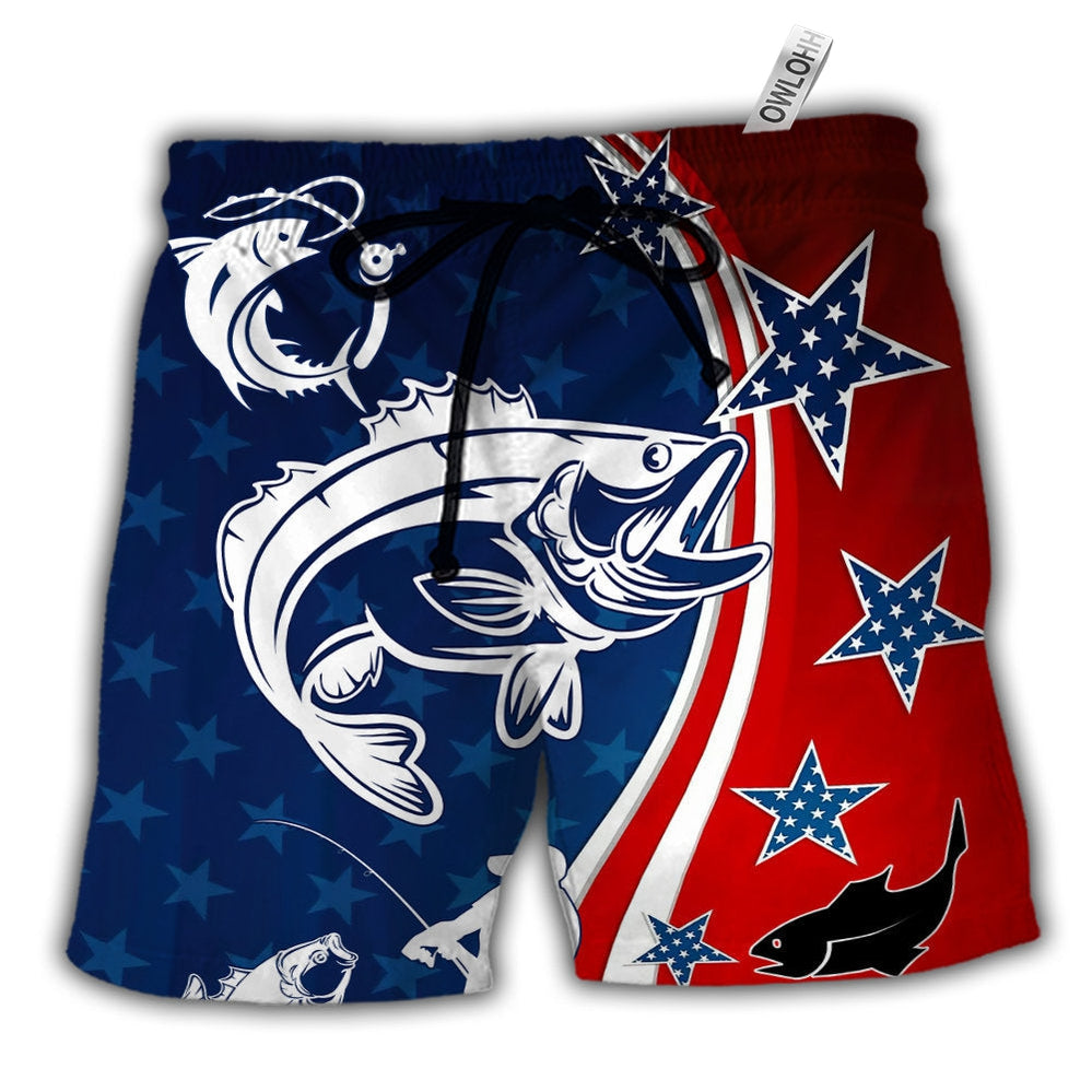 Beach Short / Adults / S Fishing Independence Day Star America - Beach Short - Owls Matrix LTD