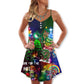 Dinosaur Lover Merry Christmas – Women's Summer Sleeveless V-Neck Camisole Dress
