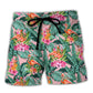 Flamingo Colorful Tropical Leaf - Beach Short