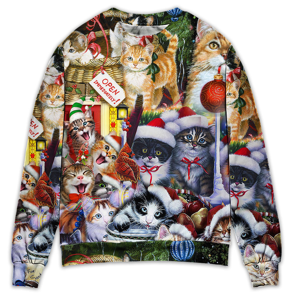 Christmas Cat Love Xmas Art Style – Sweater - Ugly Christmas Sweater