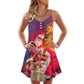 Christmas Santa Story Light Art – Women's Summer Sleeveless V-Neck Camisole Dress
