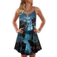 Halloween Black Cat Scary Style – Women's Summer Sleeveless V-Neck Camisole Dress