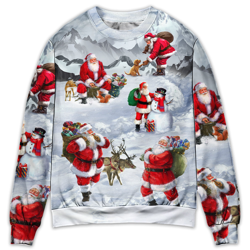 Christmas Santa Snow Mountain Art – Sweater - Ugly Christmas Sweater