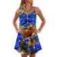 Bear And Boat Santa Merry Christmas Snow – Women's Summer Sleeveless V-Neck Camisole Dress