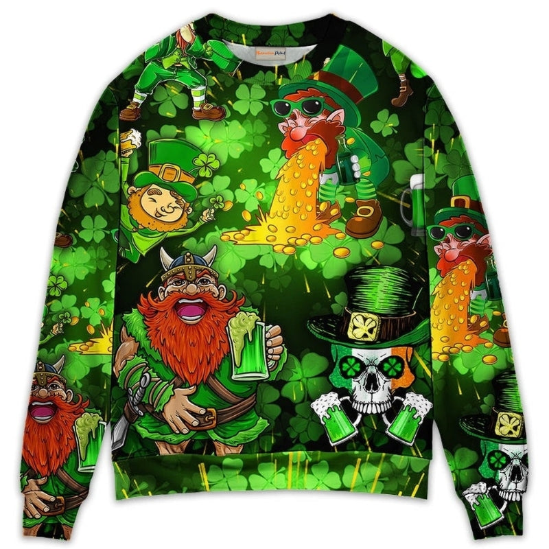 Irish Viking Skull Leprechaun Gnome Style – Sweater - Ugly Christmas Sweater
