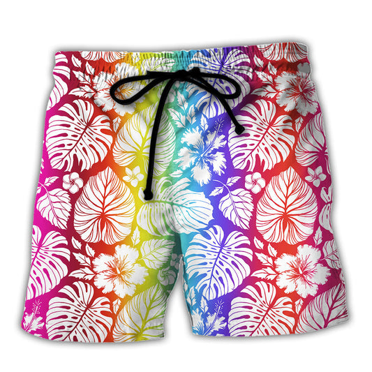 LGBT Tropical Leaf Pattern - Beach Short