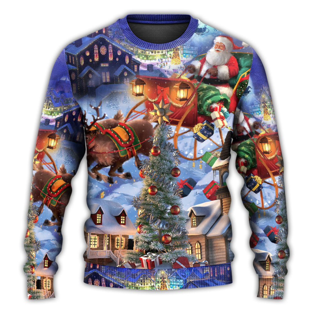 Christmas Santa Reindeer Gift Light Art – Sweater - Ugly Christmas Sweater