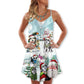 Husky Dogs Merry Christmas – Women's Summer Sleeveless V-Neck Camisole Dress