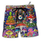 Beach Short / Adults / S Hippie Mushroom Aliens Stay Hippie Colorful Art - Beach Short - Owls Matrix LTD