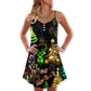 Christmas Neon Tree And Snowman Cool – Women's Summer Sleeveless V-Neck Camisole Dress