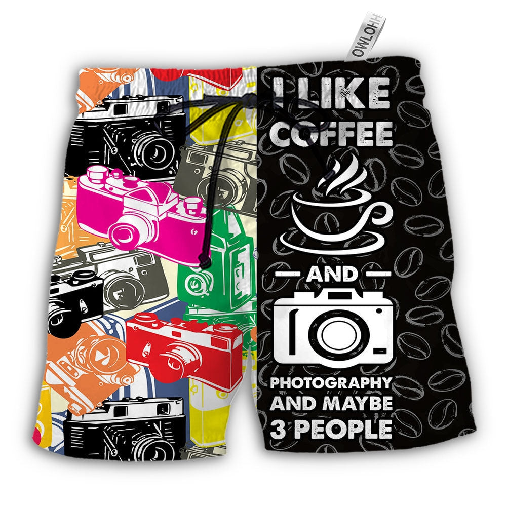 Beach Short / Adults / S Coffee I Like Coffee And Photography - Beach Short - Owls Matrix LTD