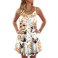 Cat Playing Golf Bling Flower – Women's Summer Sleeveless V-Neck Camisole Dress