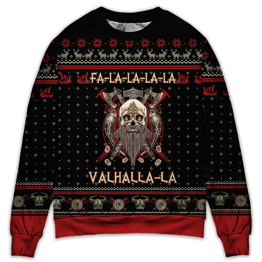 Viking Valhalla Black And Red Holiday – Sweater - Ugly Christmas Sweater