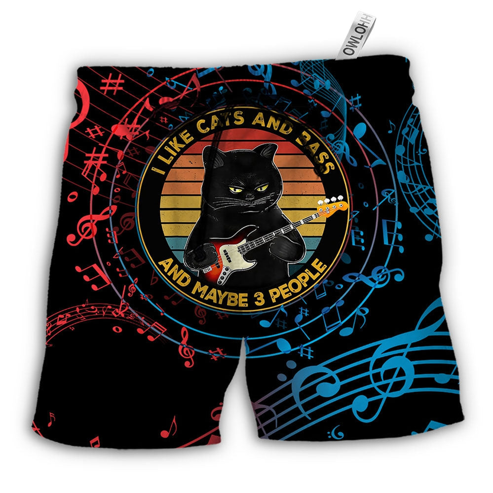 Beach Short / Adults / S Guitar I Like Cats And Bass - Beach Short - Owls Matrix LTD