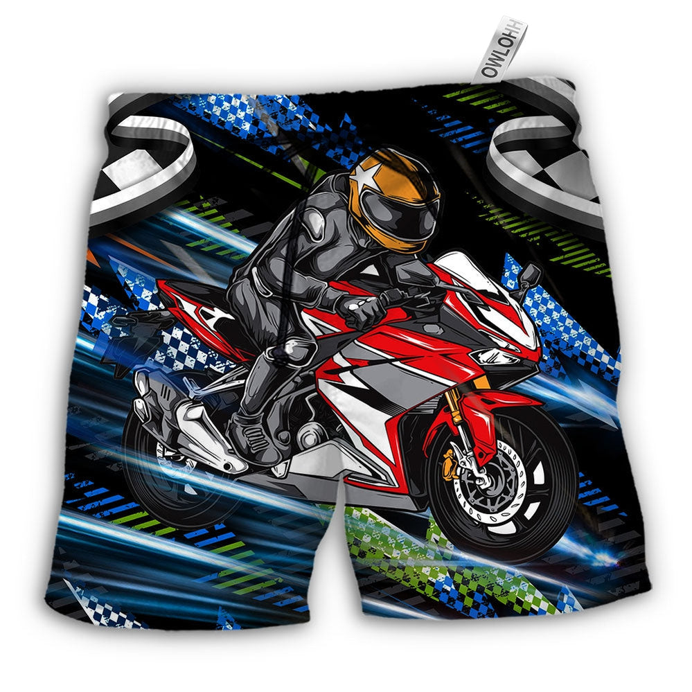 Beach Short / Adults / S Motorbike Dog I Like Dogs And Motogp - Beach Short - Owls Matrix LTD