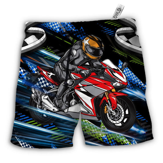 Beach Short / Adults / S Motorbike Dog I Like Dogs And Motogp - Beach Short - Owls Matrix LTD