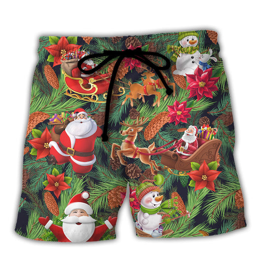 Christmas Santa Snowman Holiday Joy – Beach Short