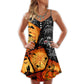 Halloween Spider Pumpkin Scary – Women's Summer Sleeveless V-Neck Camisole Dress