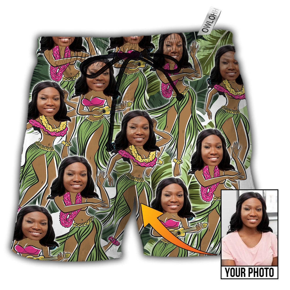 1 / Adults / S Face Funny Style Custom Photo - Beach Short - Owls Matrix LTD