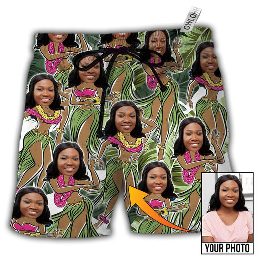 1 / Adults / S Face Funny Style Custom Photo - Beach Short - Owls Matrix LTD