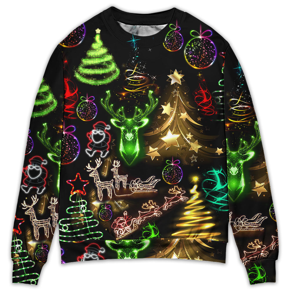 Christmas Neon Tree And Snowman Cool – Sweater - Ugly Christmas Sweater