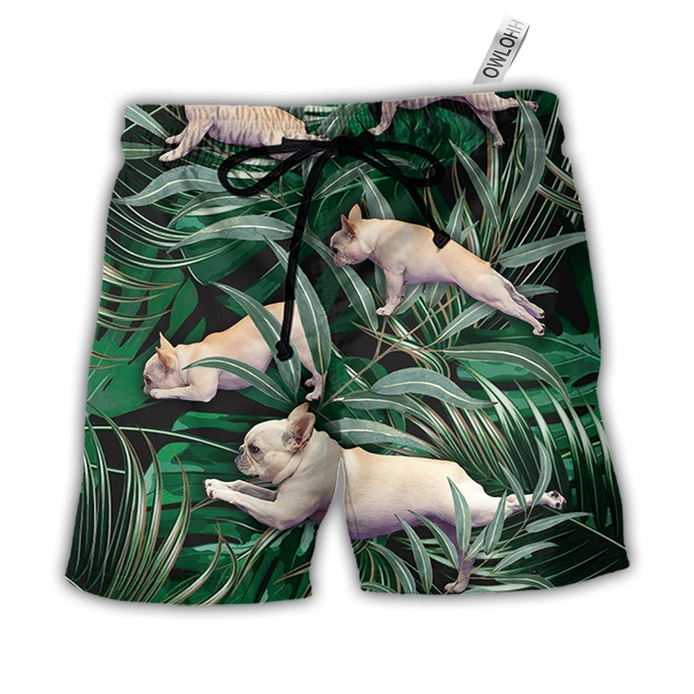 Beach Short / Adults / S Bulldog Yoga Pose Tropical - Beach Short - Owls Matrix LTD