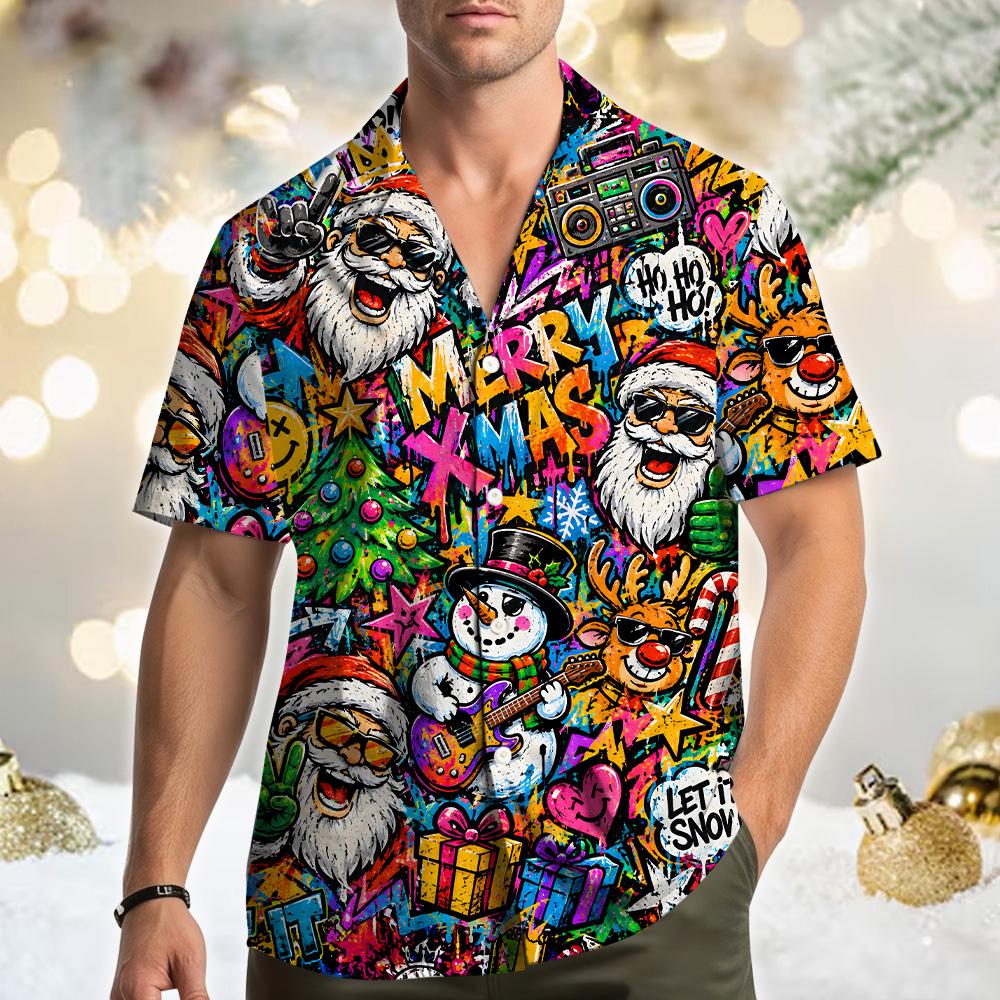 Graffiti Santa Snowman Reindeer Christmas – Hawaiian Shirt