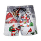 Christmas Santa Snowman Family Town Art – Beach Short