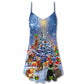Christmas Cats And Tree Love – Women's Summer Sleeveless V-Neck Camisole Dress