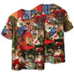 T-shirt / S Christmas Santa Claus In Daily Life - Pajamas Short Sleeve - Owls Matrix LTD