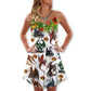 Dragon Merry Christmas Art – Women's Summer Sleeveless V-Neck Camisole Dress