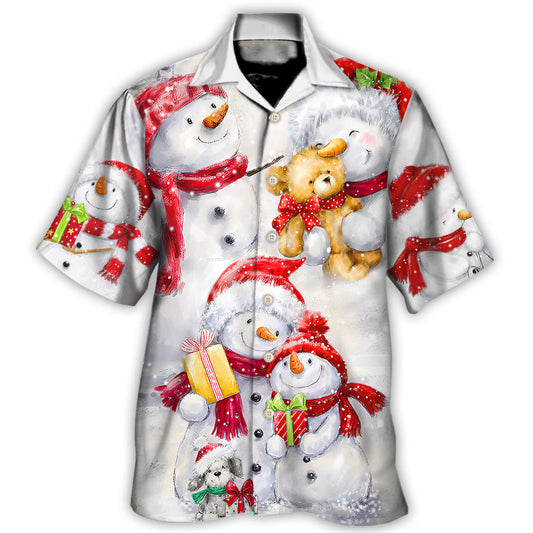 Romantic Snowman Christmas Painting – Hawaiian Shirt