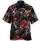 Dark Red Smoke Skull Gothic - Hawaiian Shirt