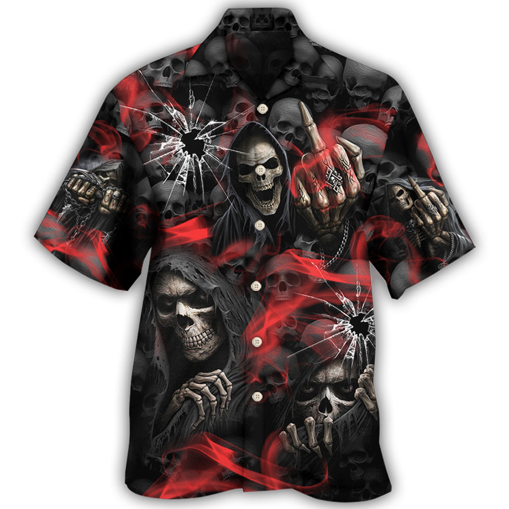 Dark Red Smoke Skull Gothic - Hawaiian Shirt