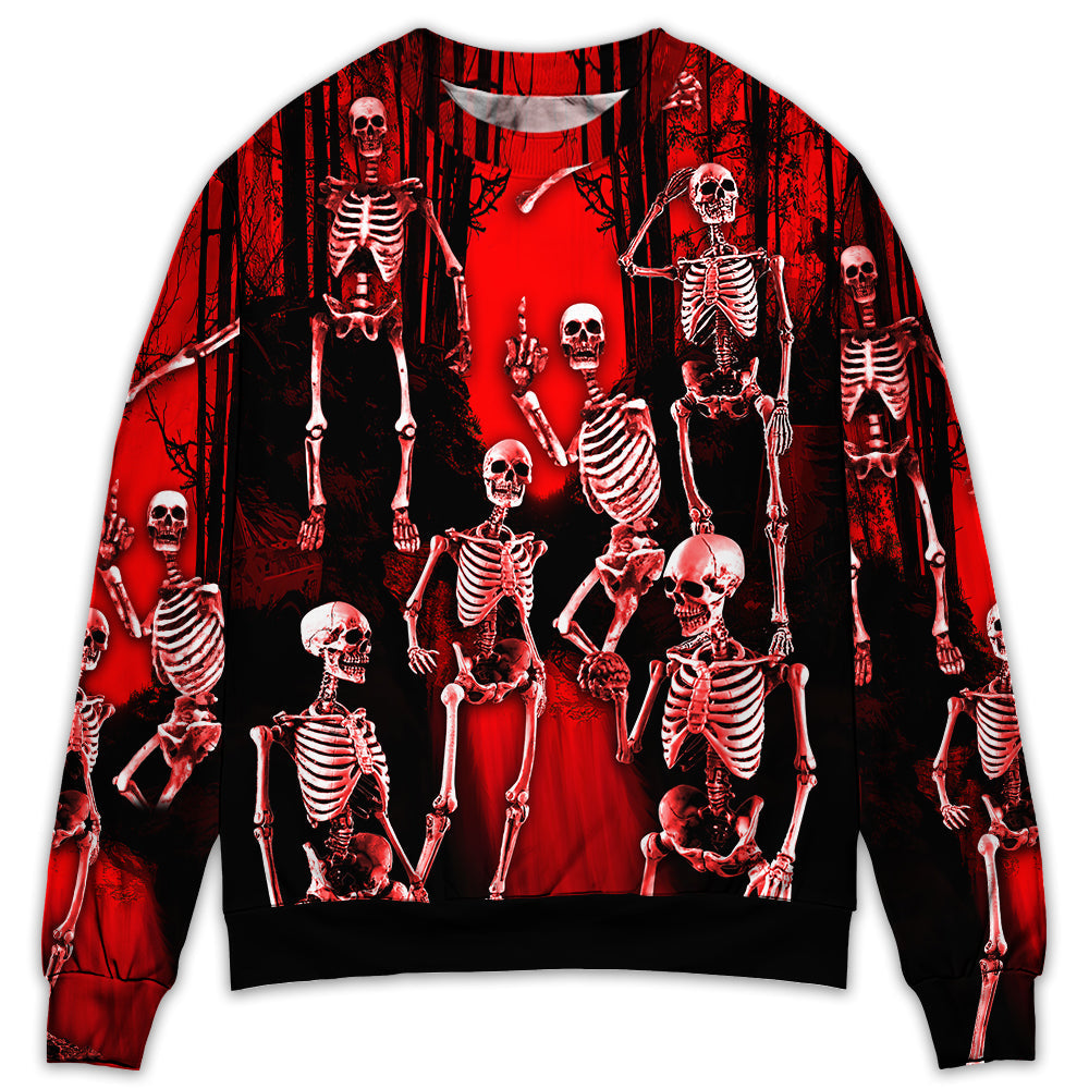 Skull Action Figure Art Style – Sweater - Ugly Christmas Sweater