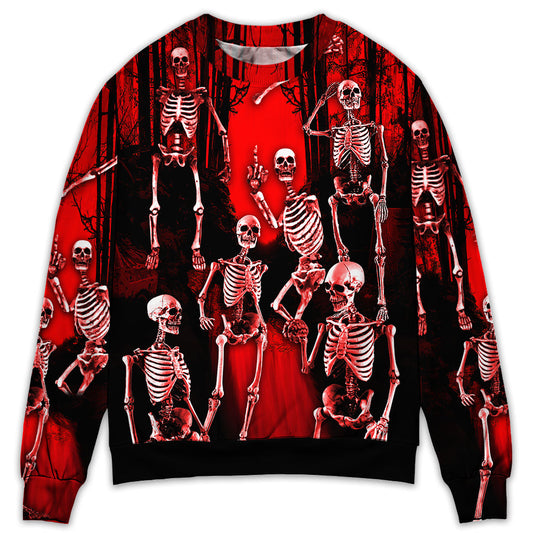Skull Action Figure Art Style – Sweater - Ugly Christmas Sweater