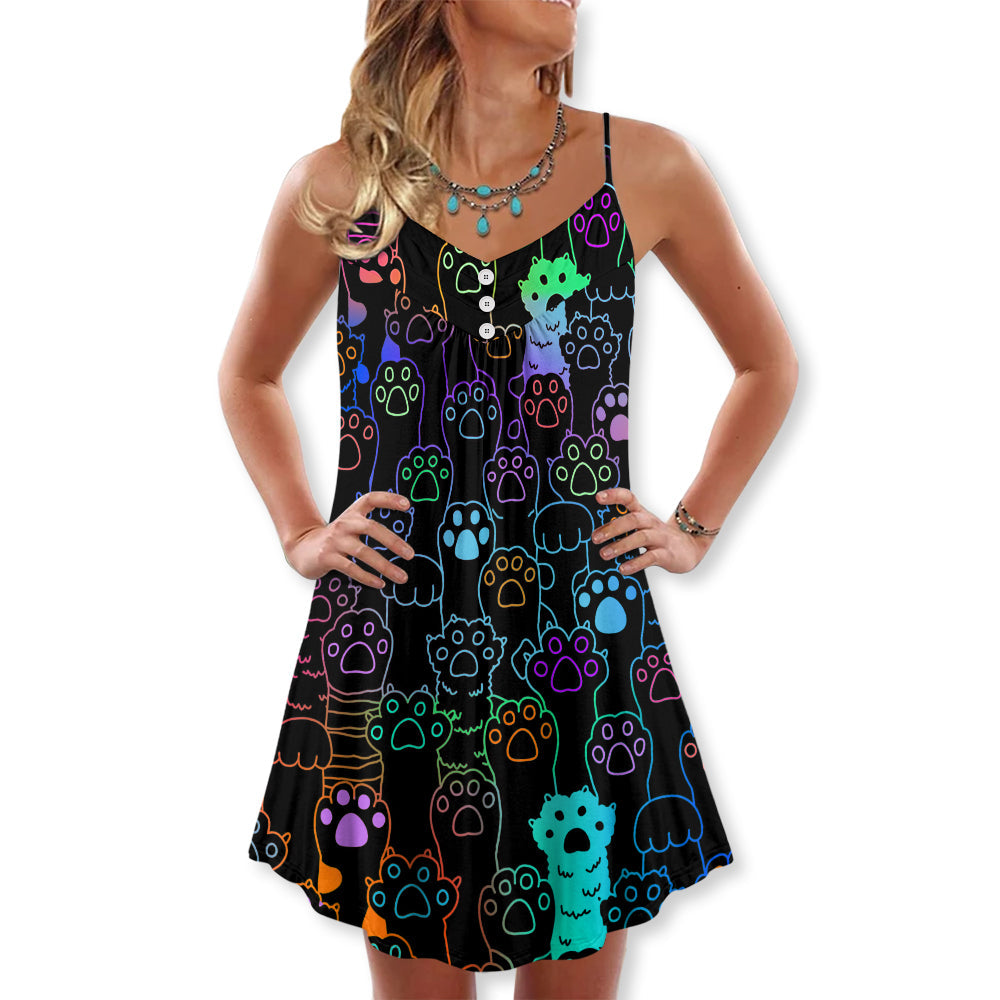 Cute Little Cat Paw – Women's Summer Sleeveless V-Neck Camisole Dress