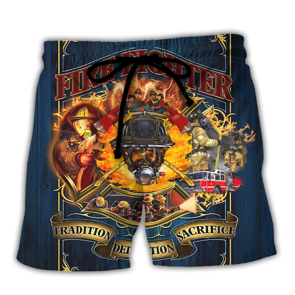 Firefighter Dedication And Sacrifice Quote – Beach Short