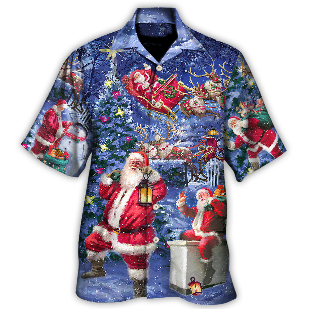 Christmas Santa Relaxing Festive Light Art – Hawaiian Shirt