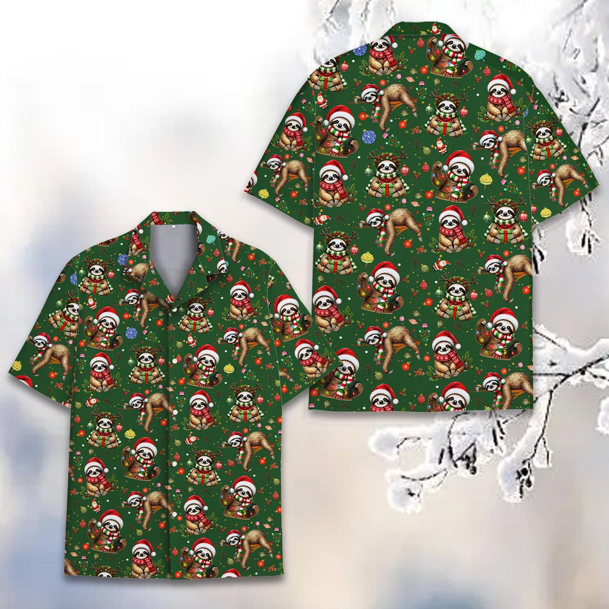 Christmas Santa Sloth Cute Holiday – Hawaiian Shirt