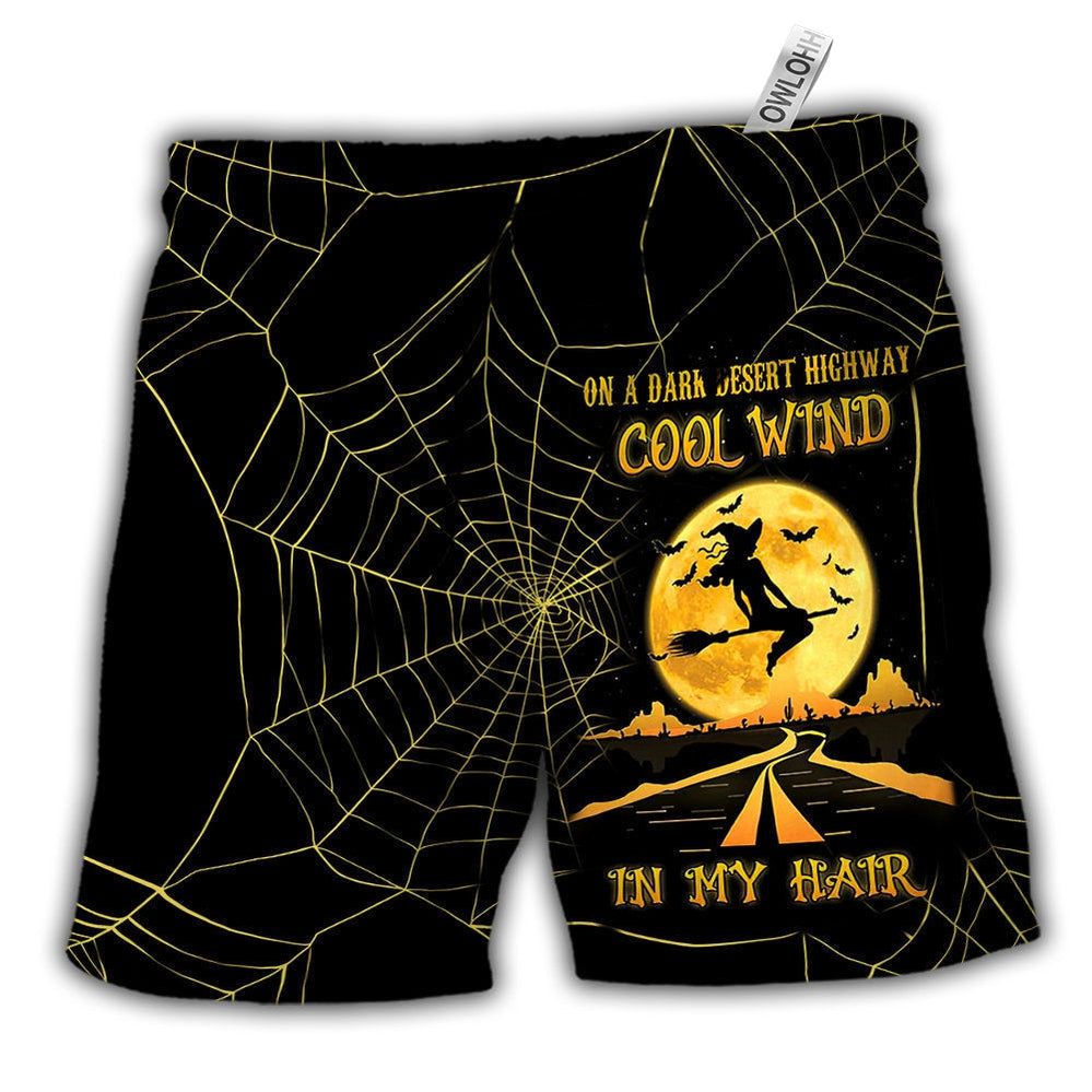 Beach Short / Adults / S Halloween Witch On A Dark Desert Highway - Beach Short - Owls Matrix LTD