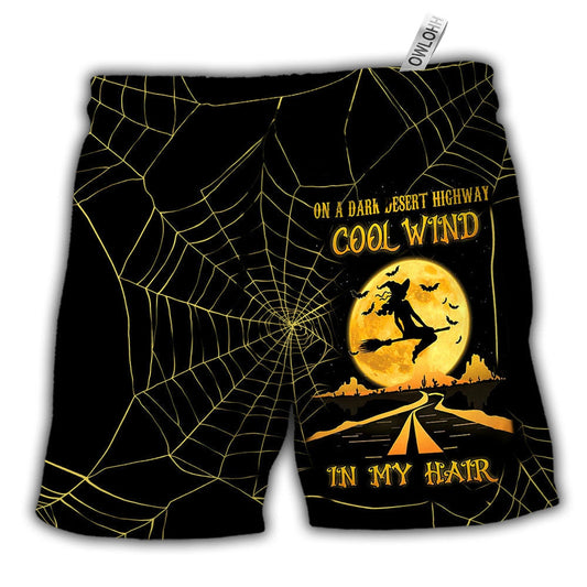 Beach Short / Adults / S Halloween Witch On A Dark Desert Highway - Beach Short - Owls Matrix LTD