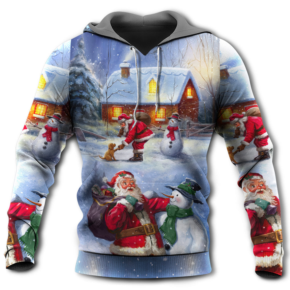 Christmas Santa Love Snowman Village Gift - Hoodie