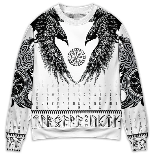 Viking Black Runic Raven Nordic Style – Sweater - Ugly Christmas Sweater