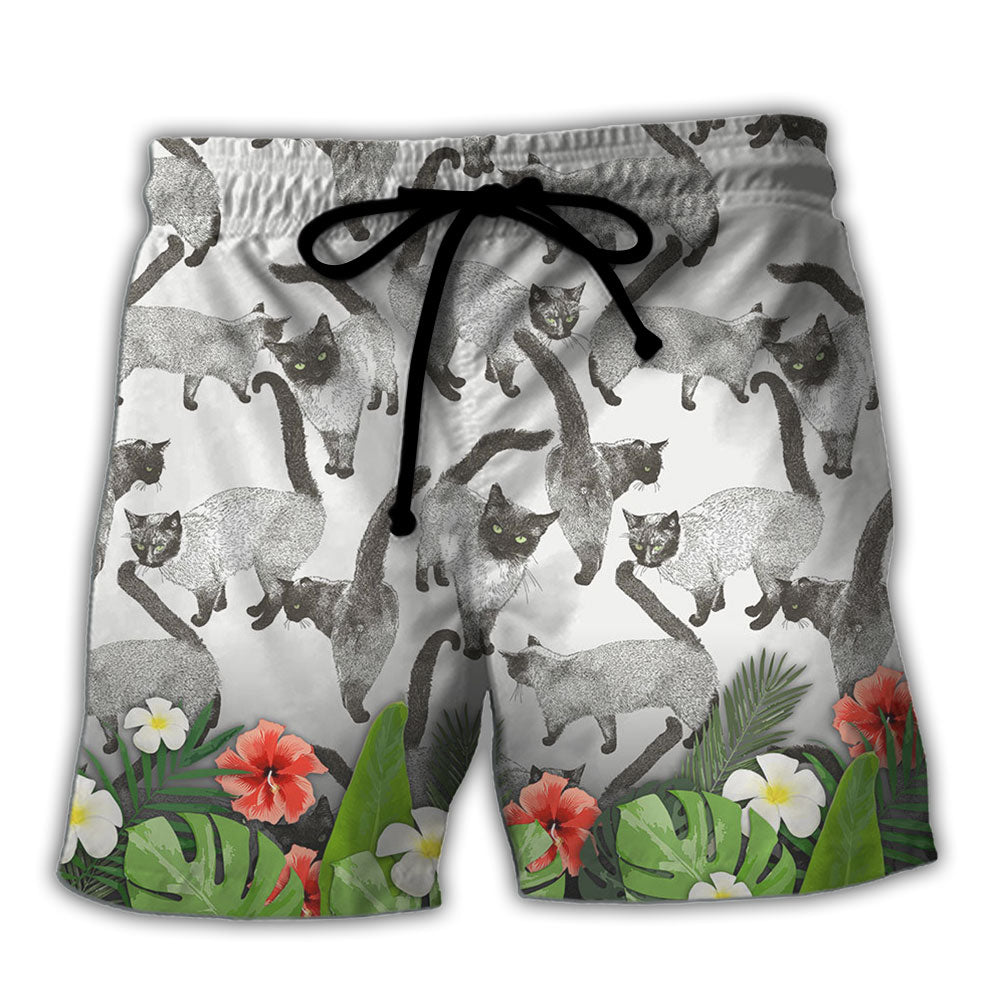 Siamese Cat Lovely Tropical Style - Beach Short