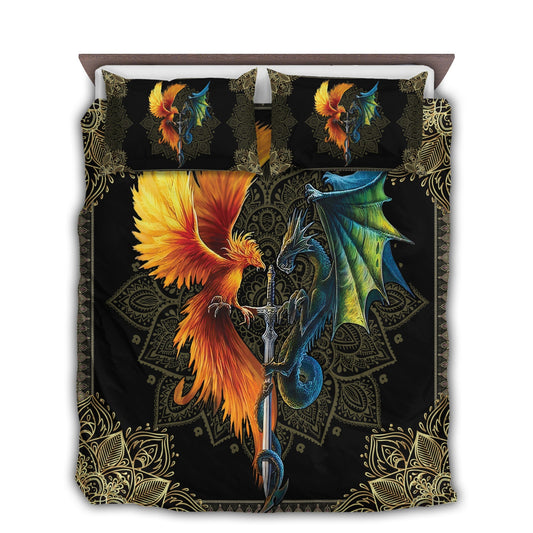 Dragon Phoenix Sword Bedding Cover For Fantasy Bedroom Decor